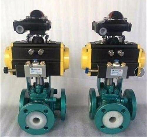 氣動(dòng)三通襯氟球閥 氣動(dòng)三通襯氟球閥